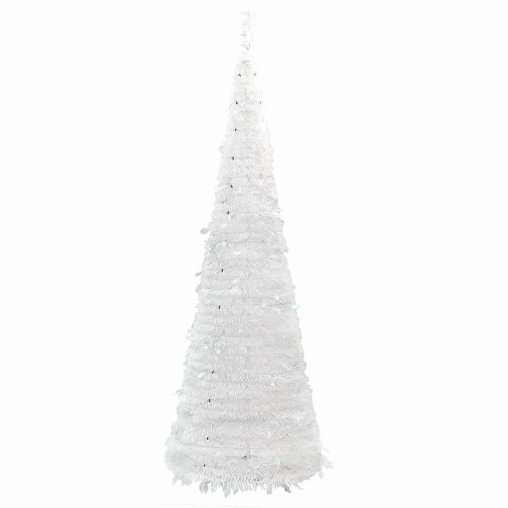 kunstigt juletræ med 50 LED'er 120 cm pop op-funktion hvid