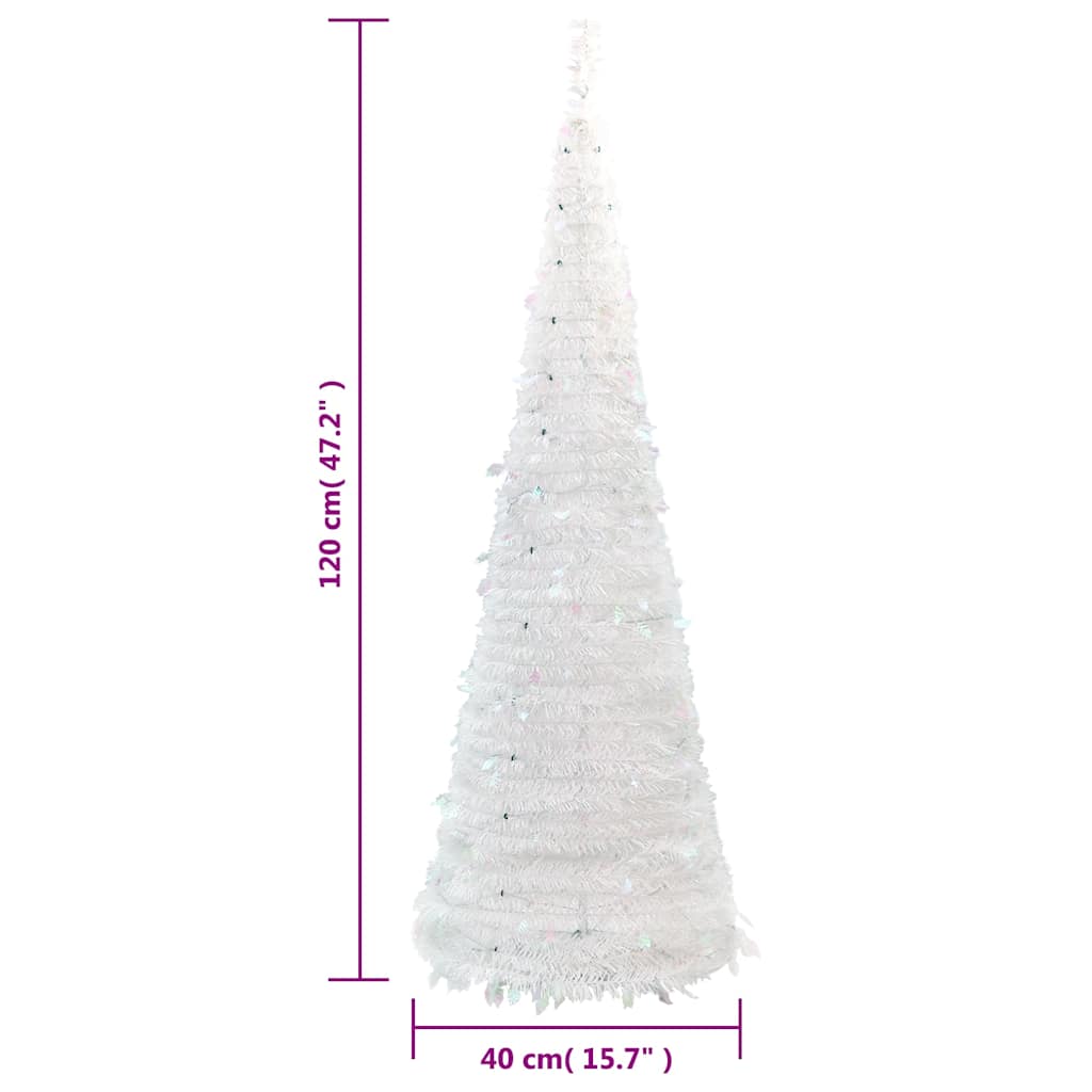 kunstigt juletræ med 50 LED'er 120 cm pop op-funktion hvid