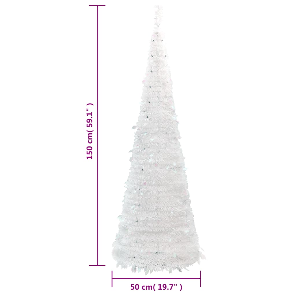 kunstigt juletræ med 100 LED'er 150 cm pop op-funktion hvid