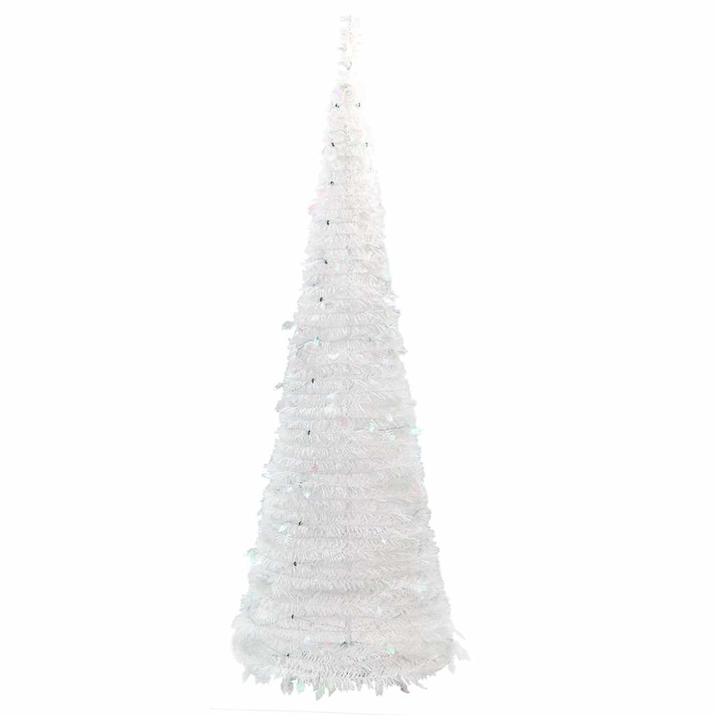 kunstigt juletræ med 150 LED'er 180 cm pop op-funktion hvid