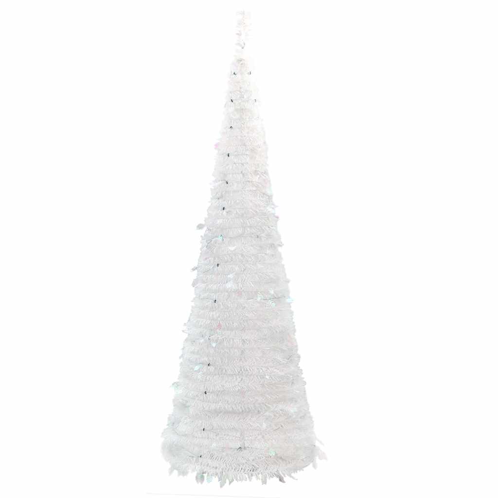 kunstigt juletræ med 200 LED'er 210 cm pop op-funktion hvid