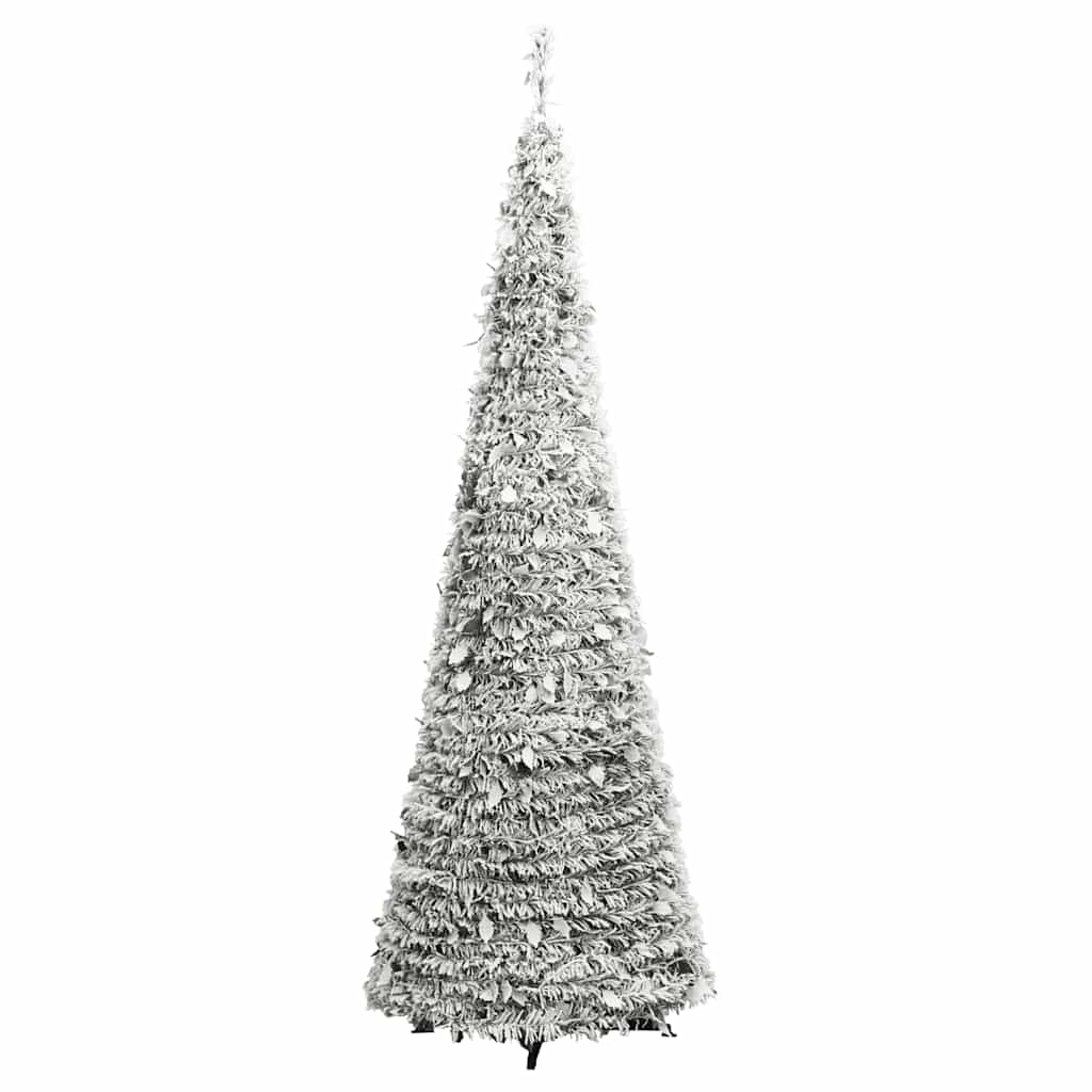 kunstigt juletræ med sne 100 LED'er 150 cm pop op-funktion