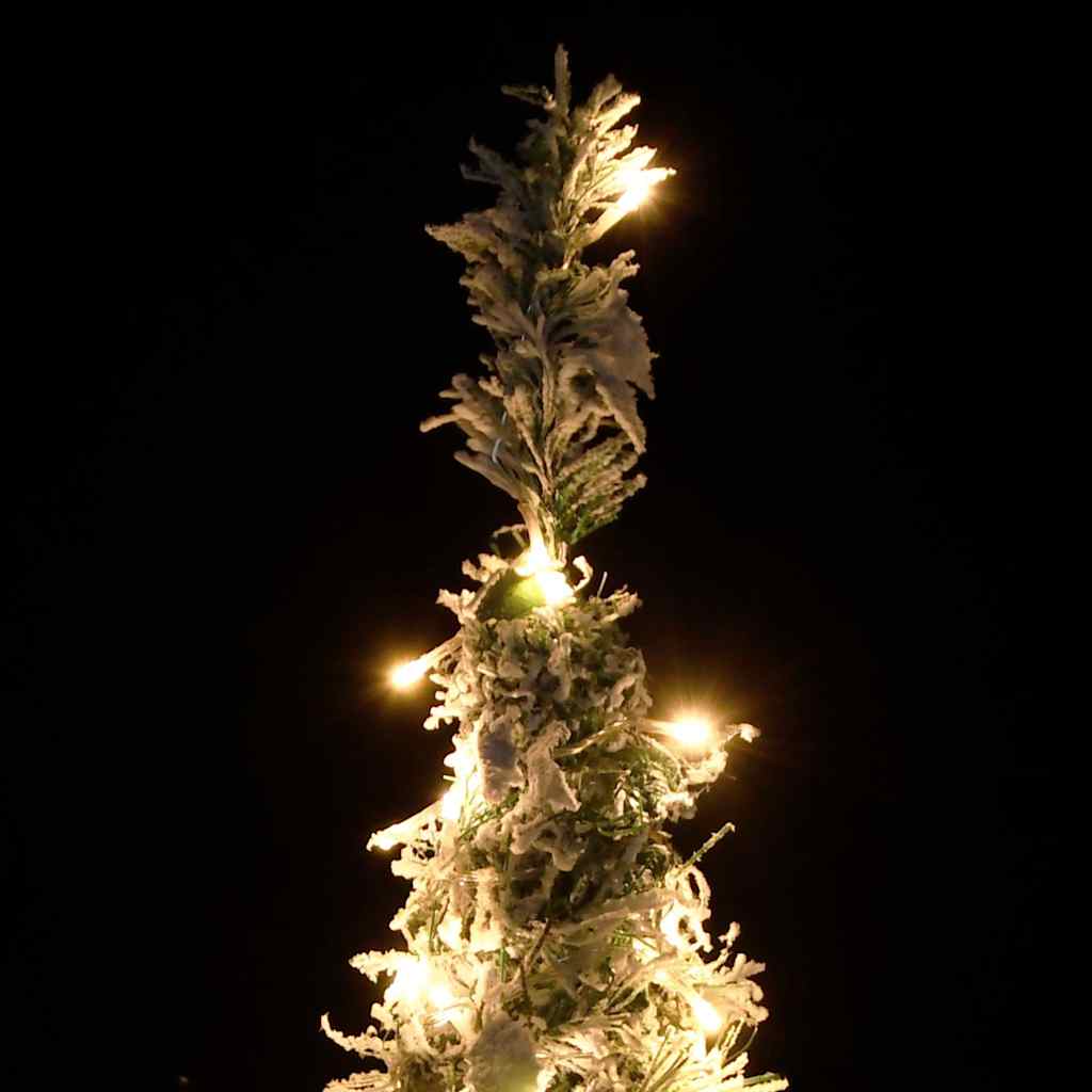 kunstigt juletræ med sne 150 LED'er 180 cm pop op-funktion