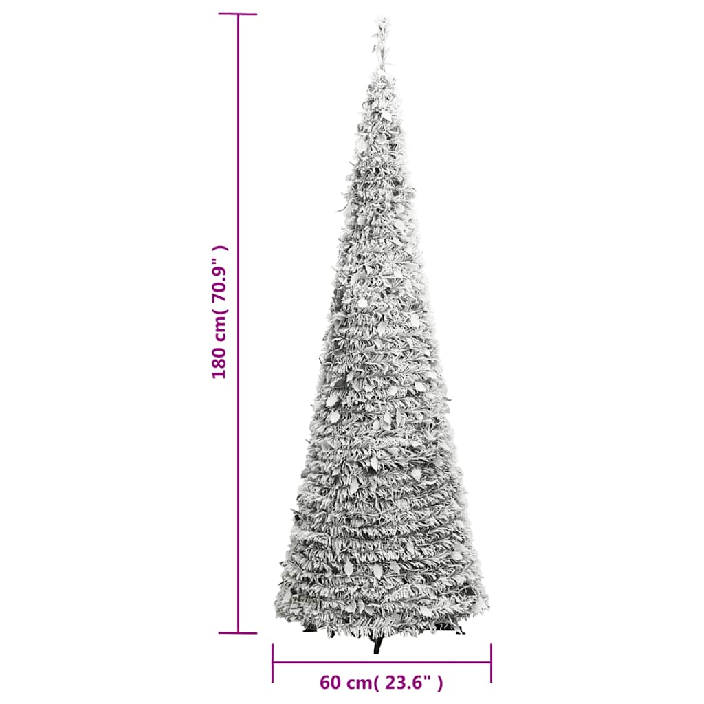 kunstigt juletræ med sne 150 LED'er 180 cm pop op-funktion