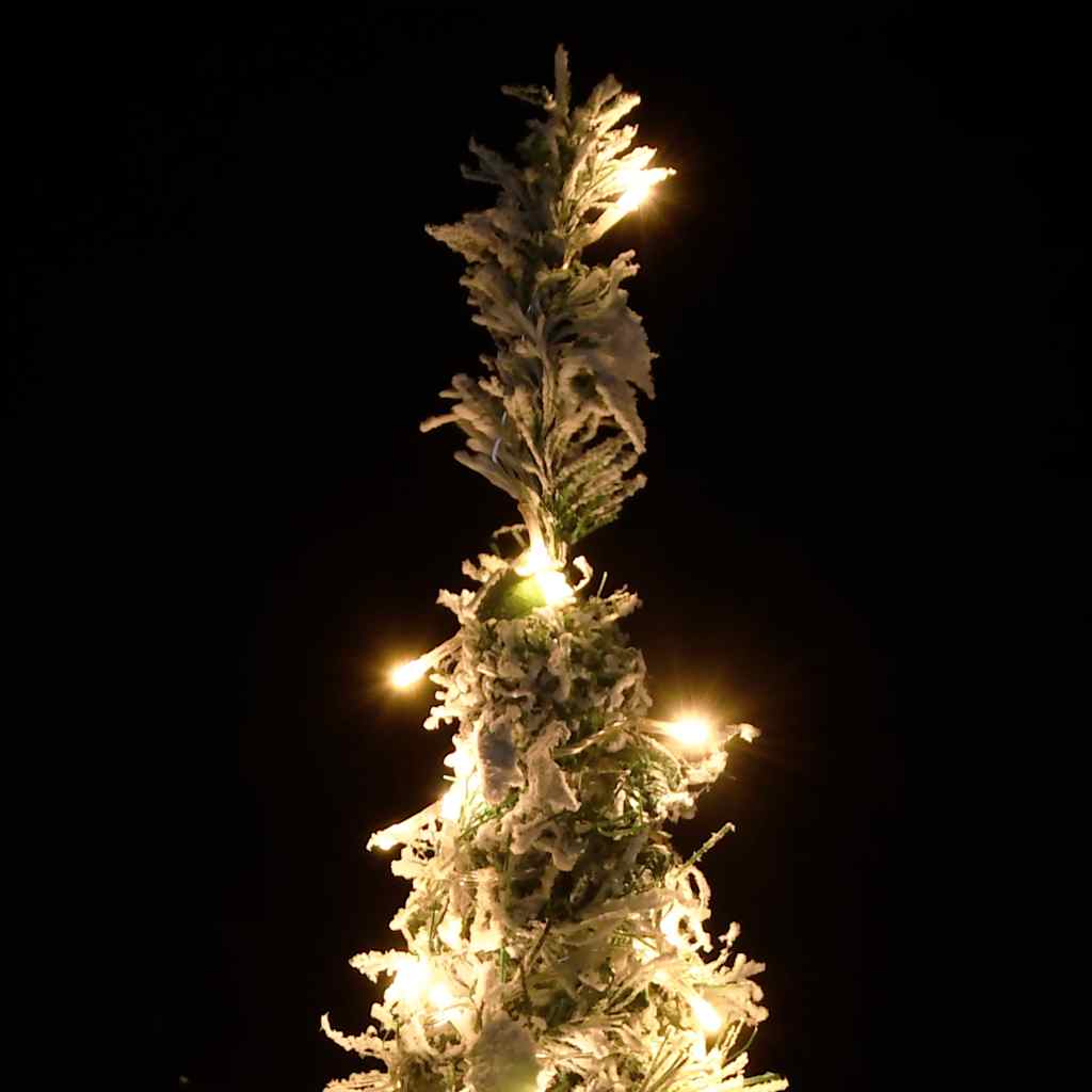 kunstigt juletræ med sne 200 LED'er 210 cm pop op-funktion