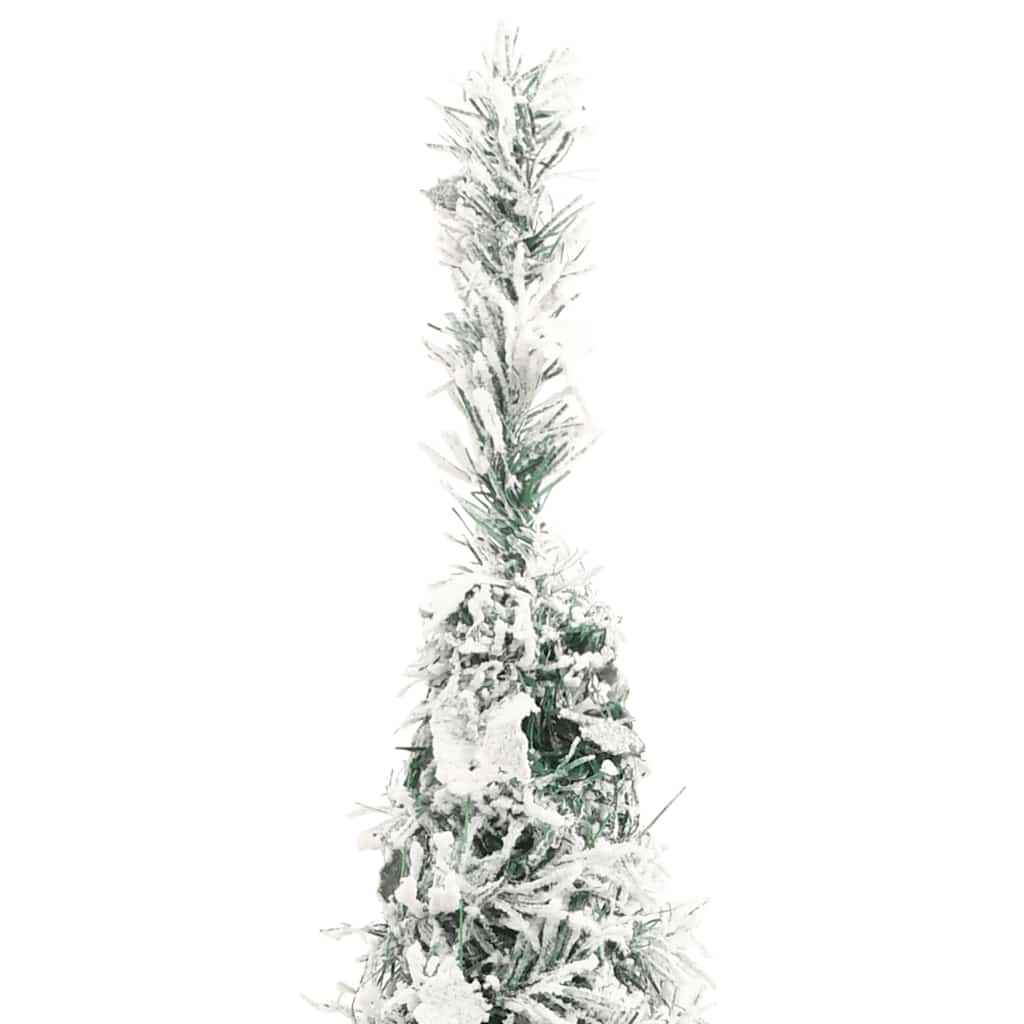 kunstigt juletræ med sne 200 LED'er 210 cm pop op-funktion