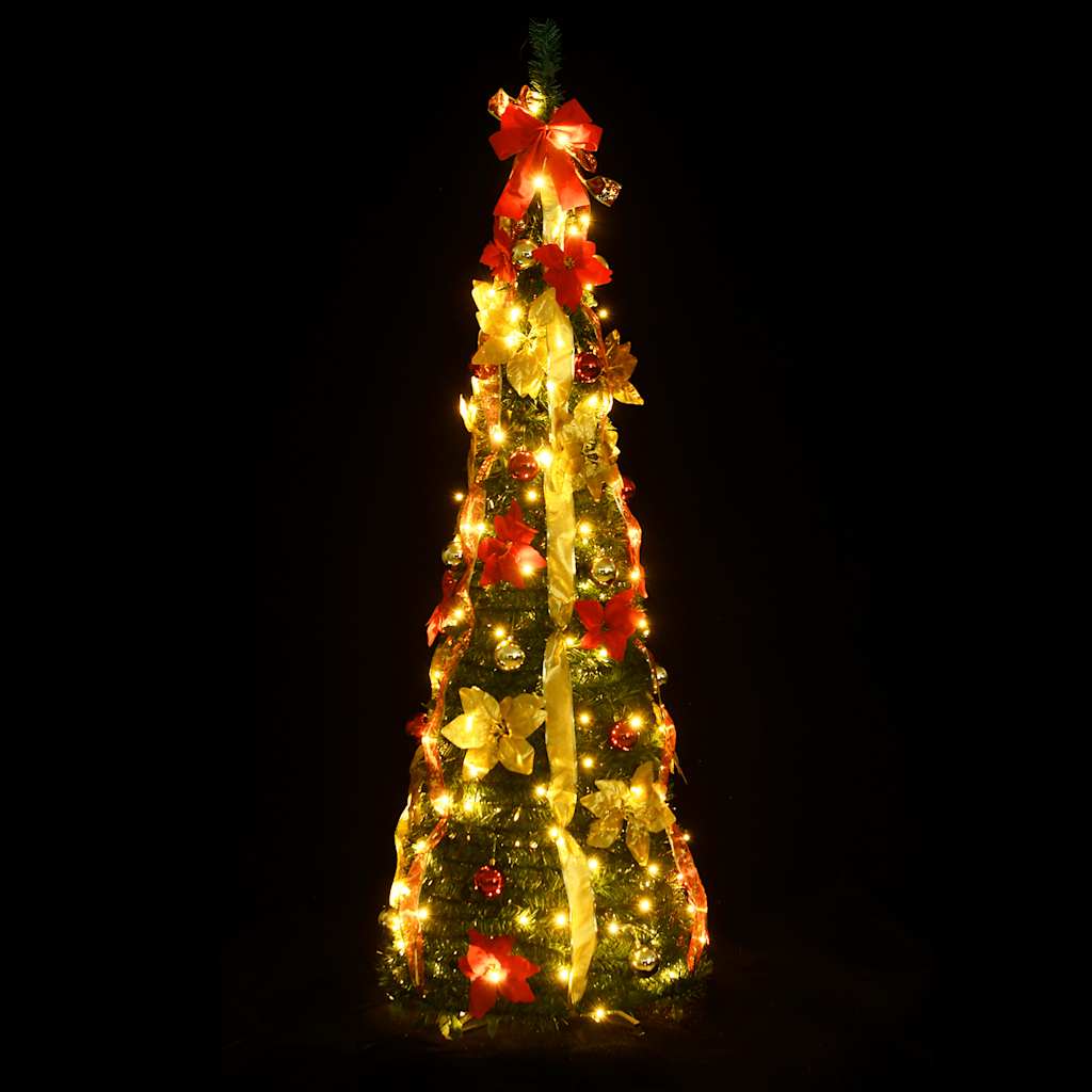 kunstigt juletræ med 100 LED'er 150 cm pop op-funktion grøn
