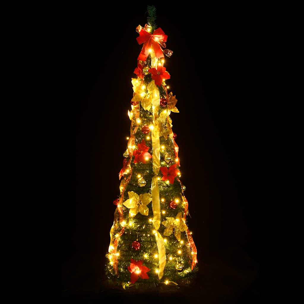 kunstigt juletræ med 200 LED'er 210 cm pop op-funktion grøn