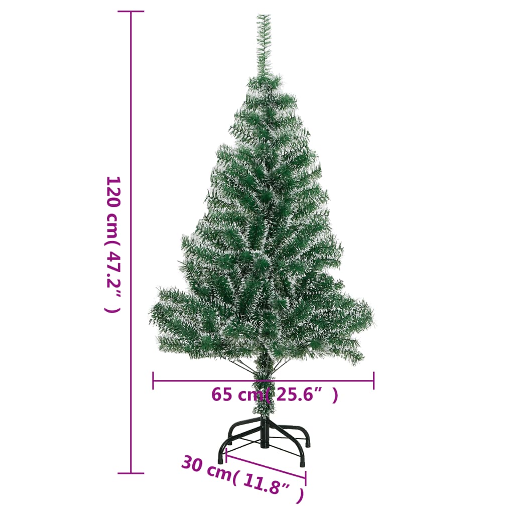 kunstigt juletræ med sne 120 cm grøn