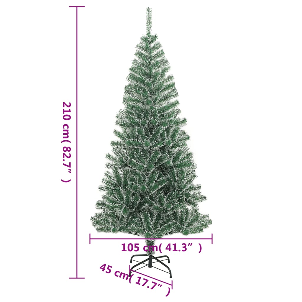 kunstigt juletræ med sne 210 cm grøn