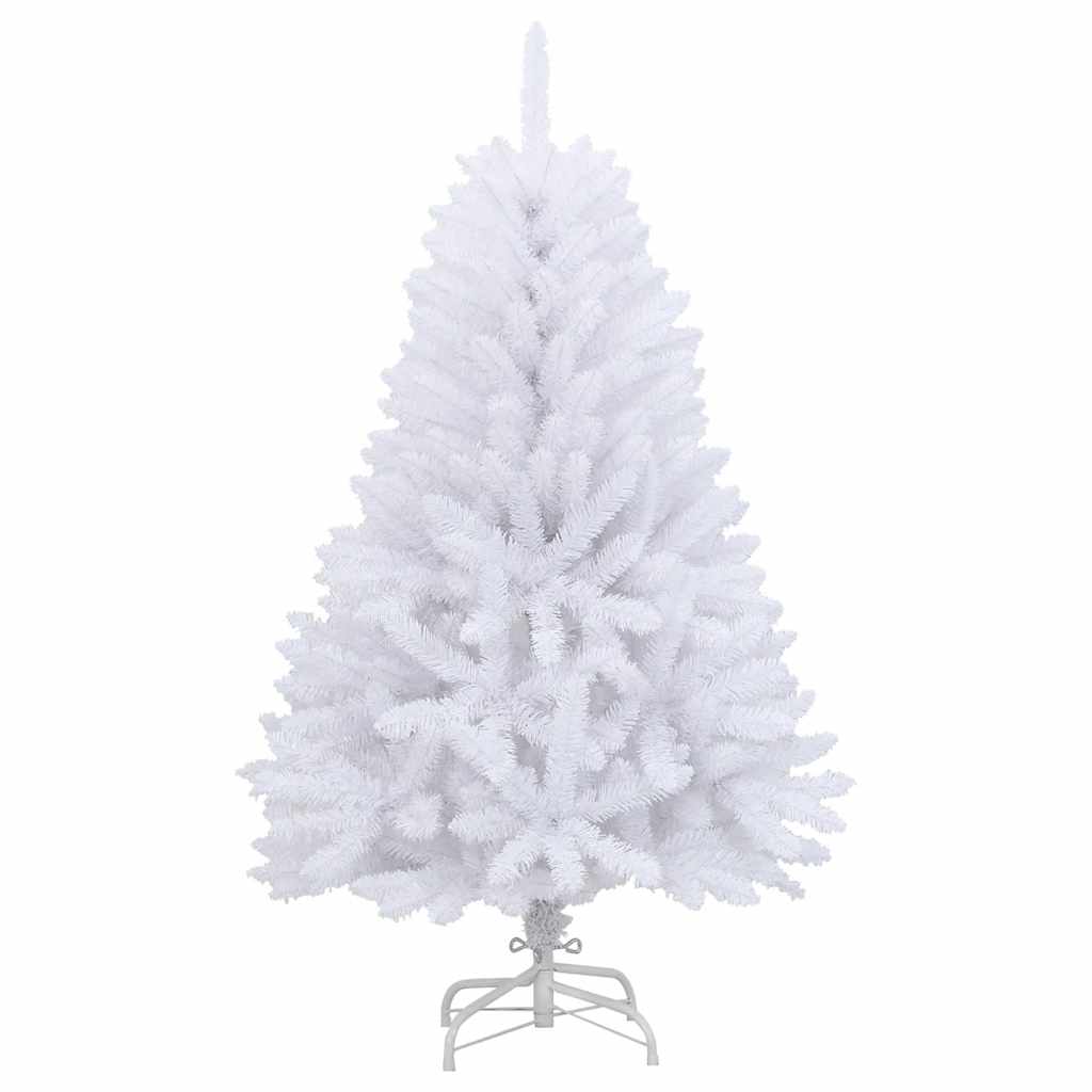 kunstigt juletræ med juletræsfod 120 cm hængslet hvid