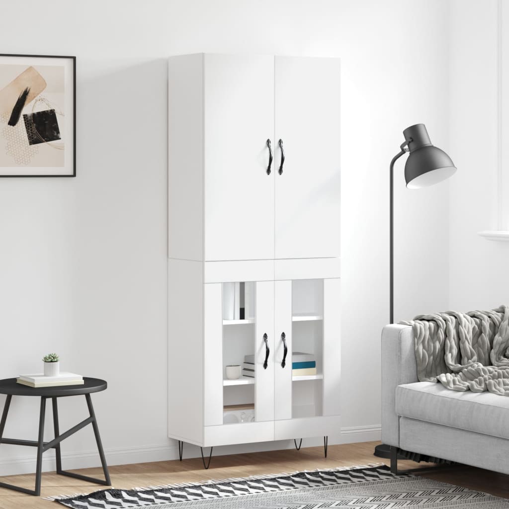 højskab 69,5x34x180 cm konstrueret træ hvid