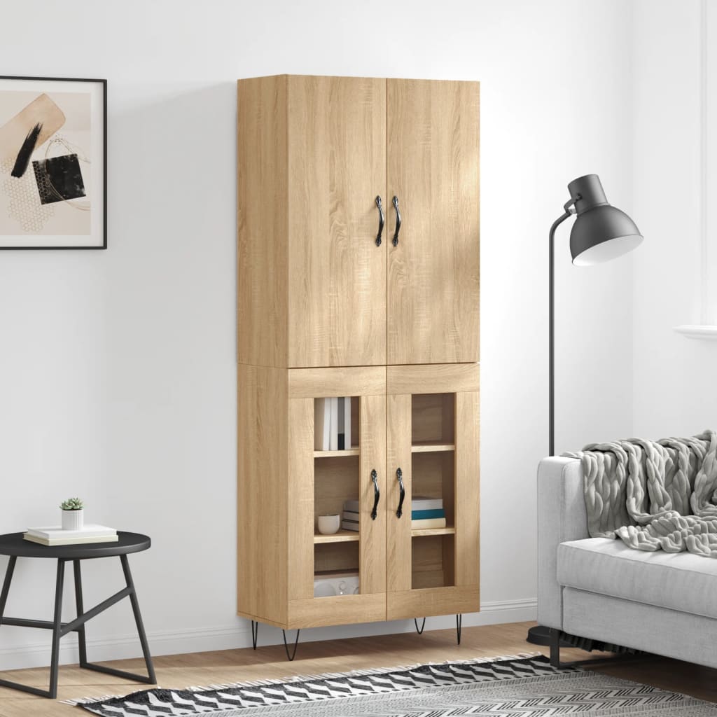 højskab 69,5x34x180 cm konstrueret træ sonoma-eg