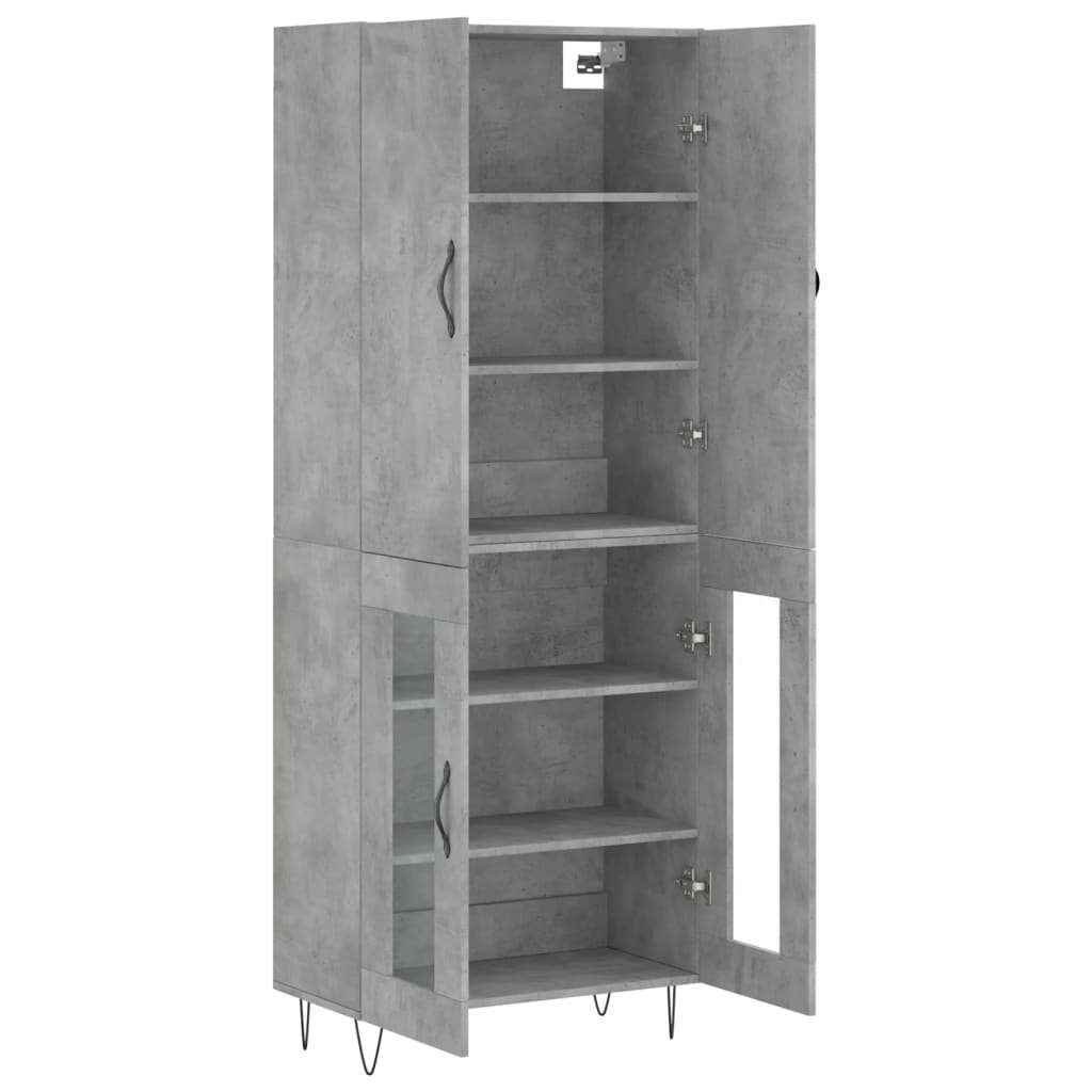 højskab 69,5x34x180 cm konstrueret træ betongrå