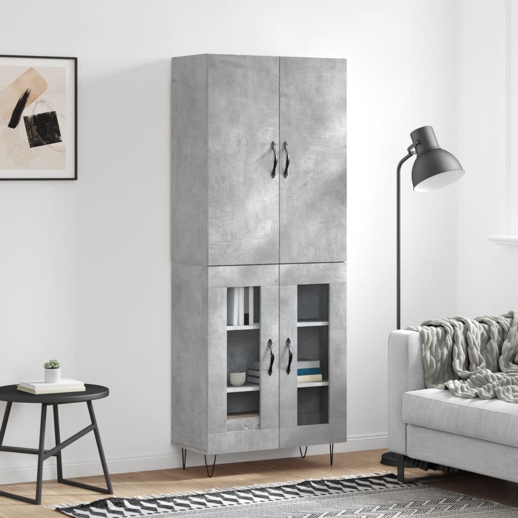 højskab 69,5x34x180 cm konstrueret træ betongrå