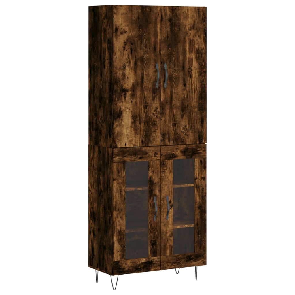 højskab 69,5x34x180 cm konstrueret træ røget egetræsfarve