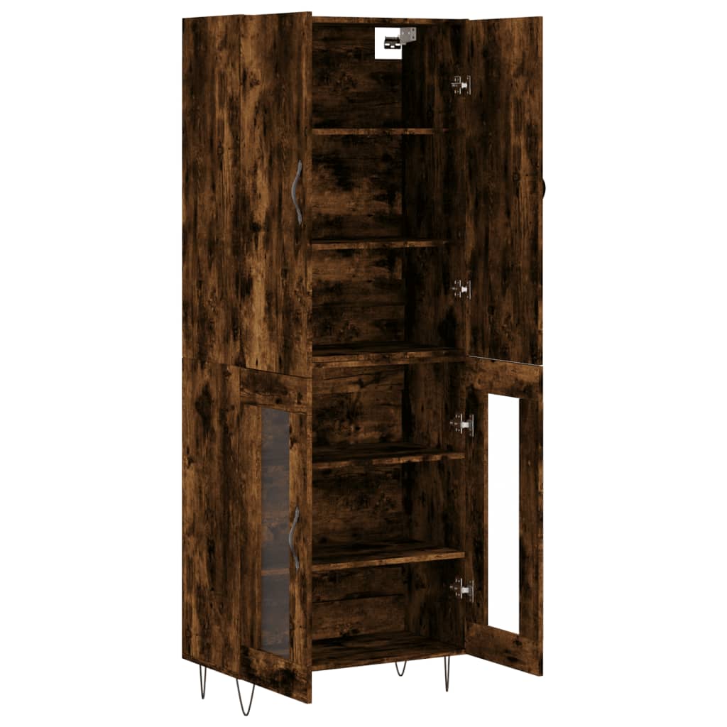 højskab 69,5x34x180 cm konstrueret træ røget egetræsfarve