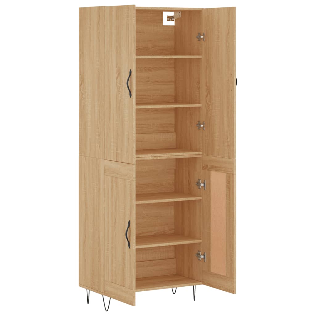 højskab 69,5x34x180 cm konstrueret træ sonoma-eg