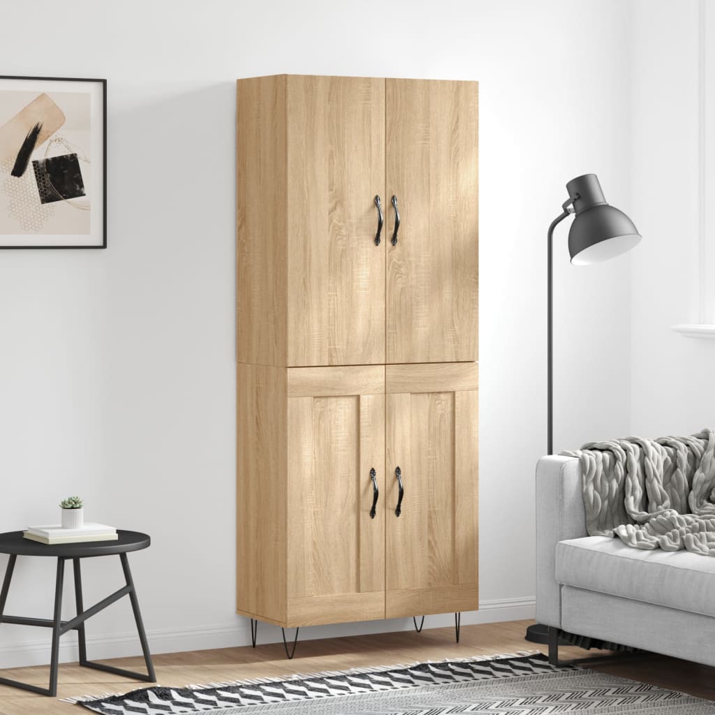 højskab 69,5x34x180 cm konstrueret træ sonoma-eg