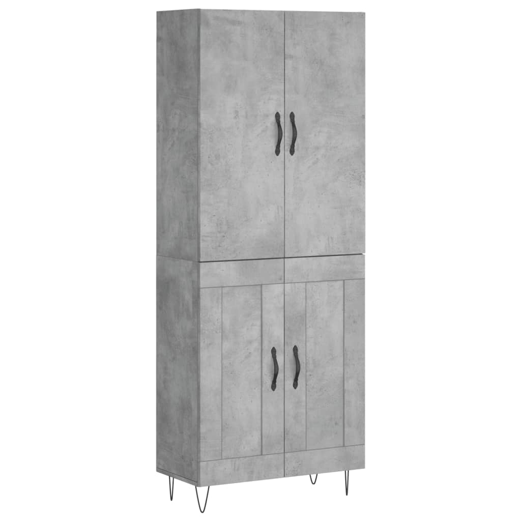 højskab 69,5x34x180 cm konstrueret træ betongrå