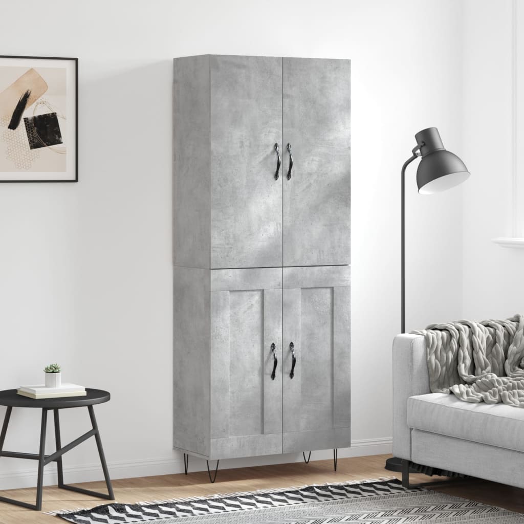 højskab 69,5x34x180 cm konstrueret træ betongrå