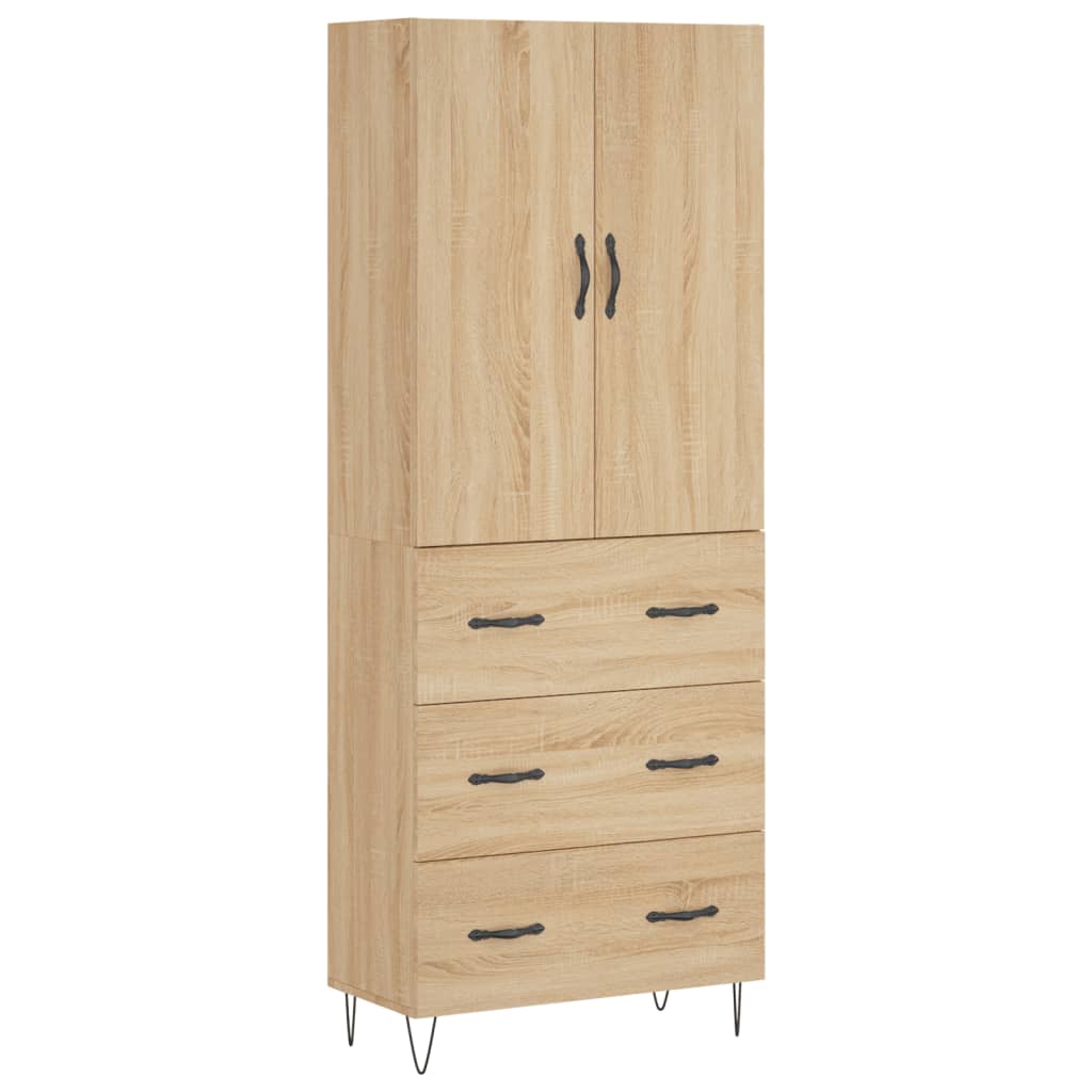 højskab 69,5x34x180 cm konstrueret træ sonoma-eg