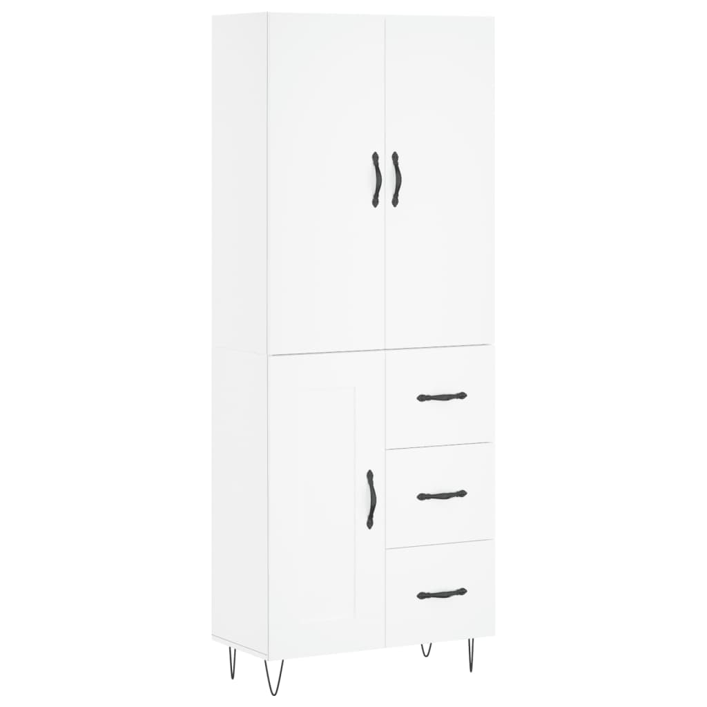 højskab 69,5x34x180 cm konstrueret træ hvid