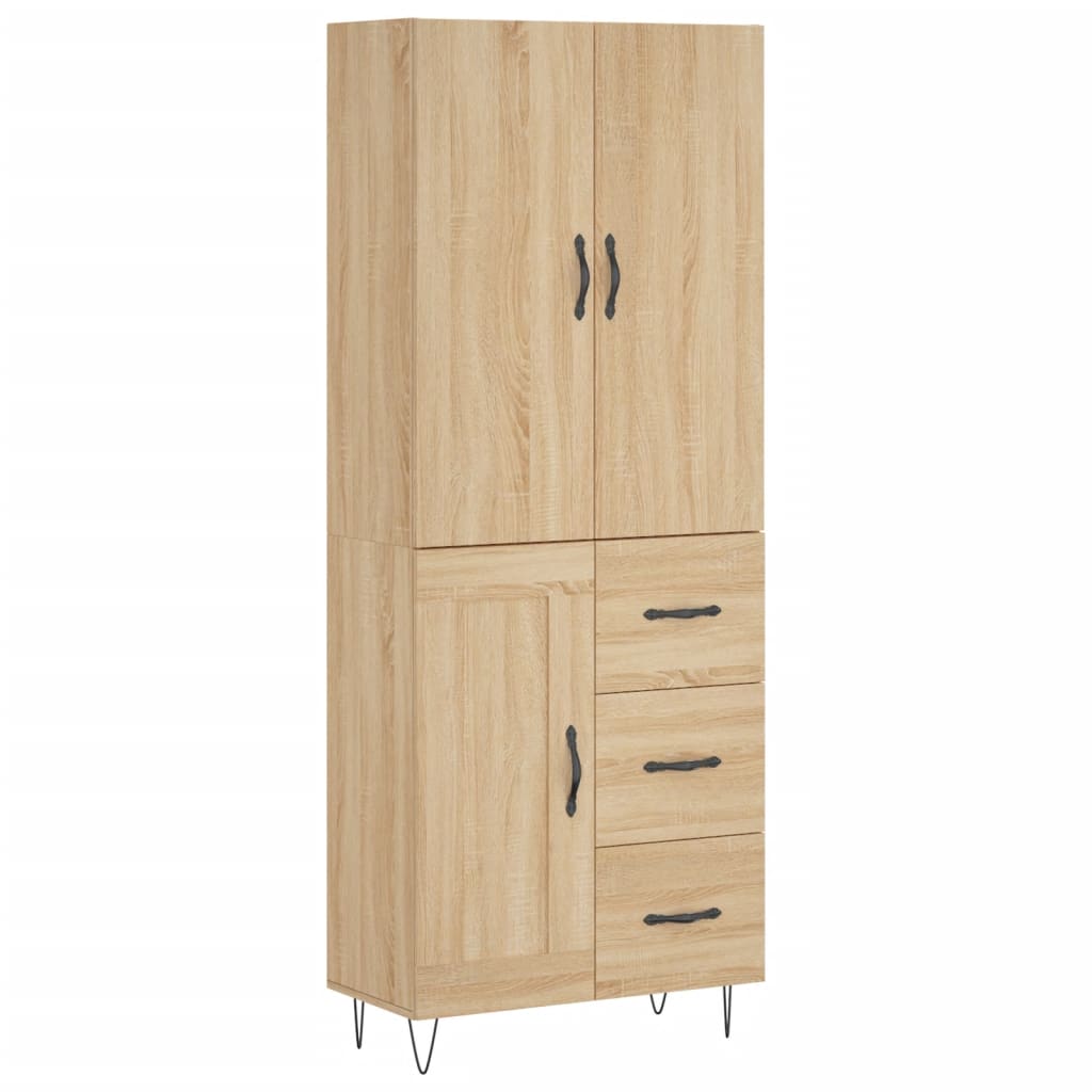 højskab 69,5x34x180 cm konstrueret træ sonoma-eg