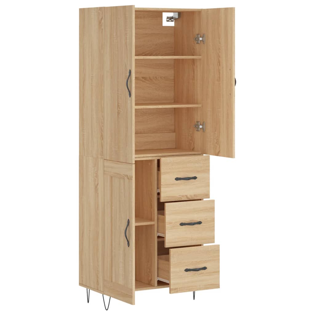 højskab 69,5x34x180 cm konstrueret træ sonoma-eg