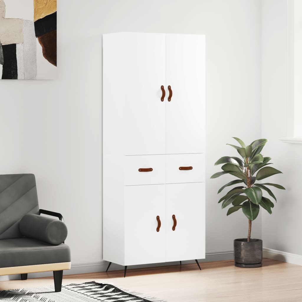 højskab 69,5x34x180 cm konstrueret træ hvid