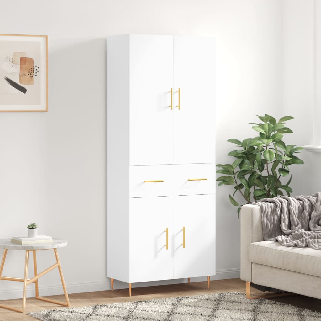 højskab 69,5x34x180 cm konstrueret træ hvid