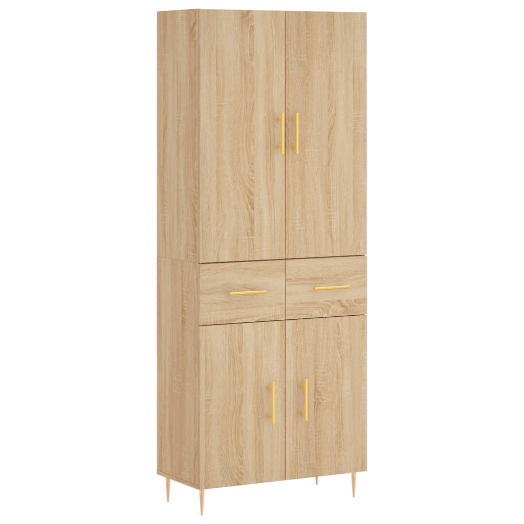højskab 69,5x34x180 cm konstrueret træ sonoma-eg