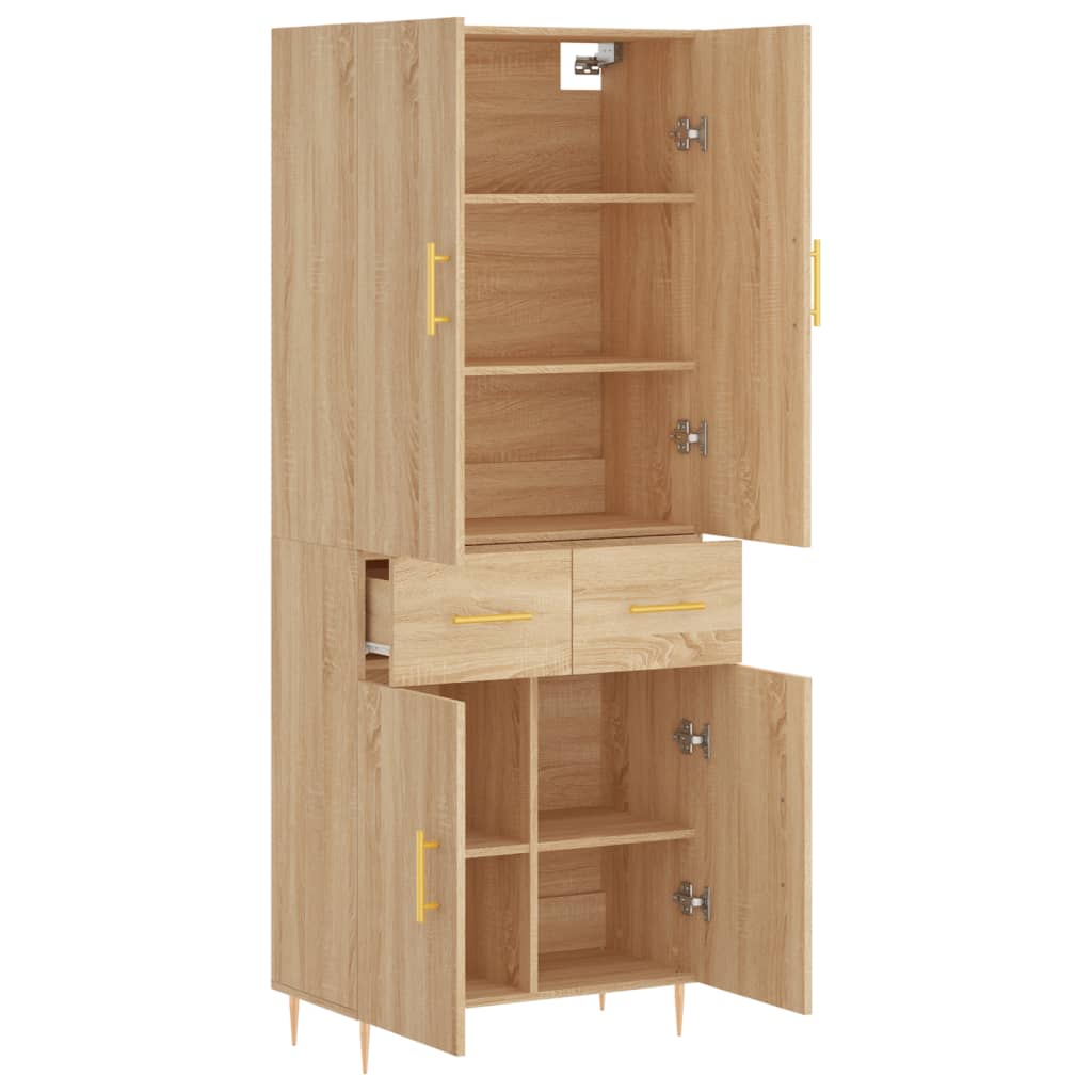 højskab 69,5x34x180 cm konstrueret træ sonoma-eg