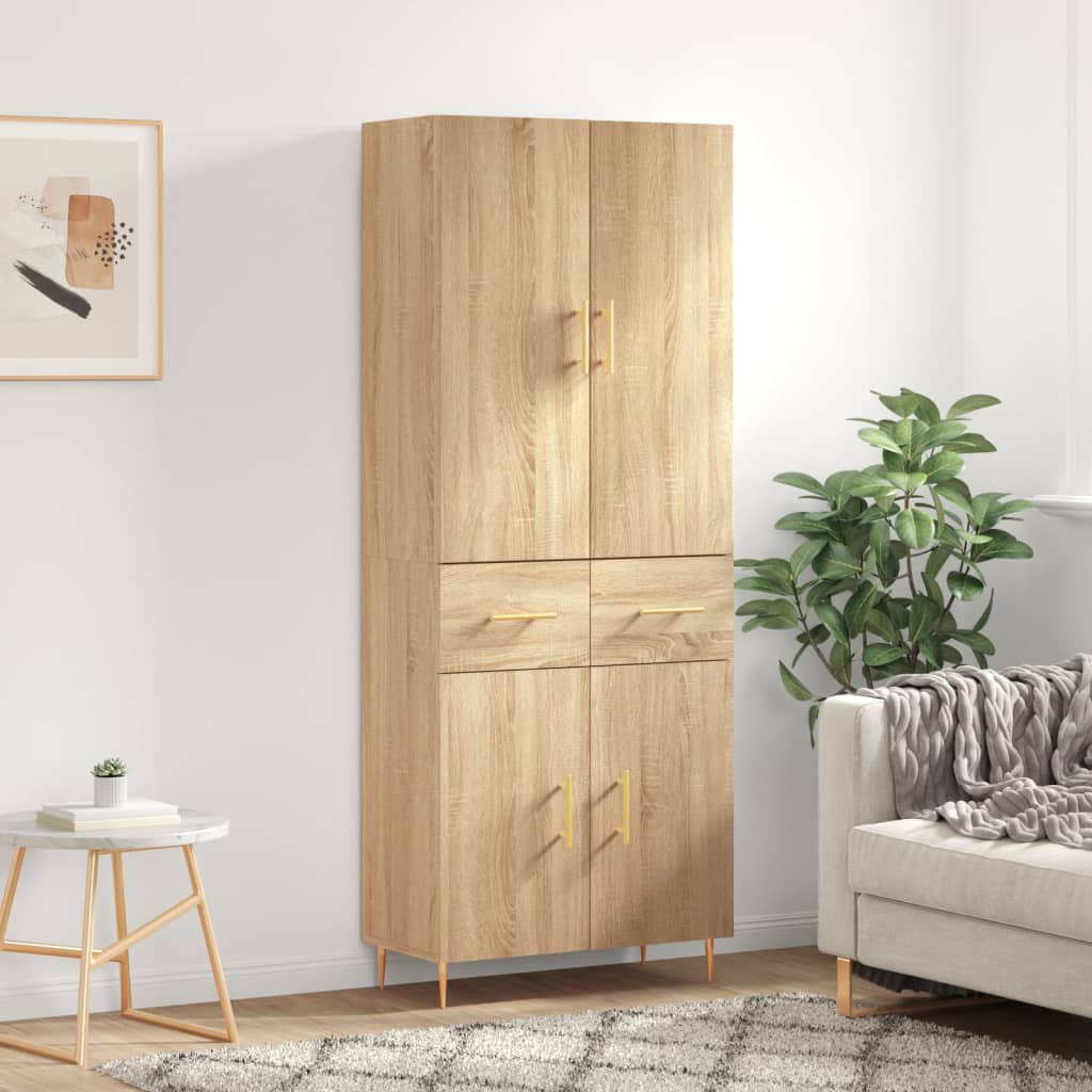højskab 69,5x34x180 cm konstrueret træ sonoma-eg