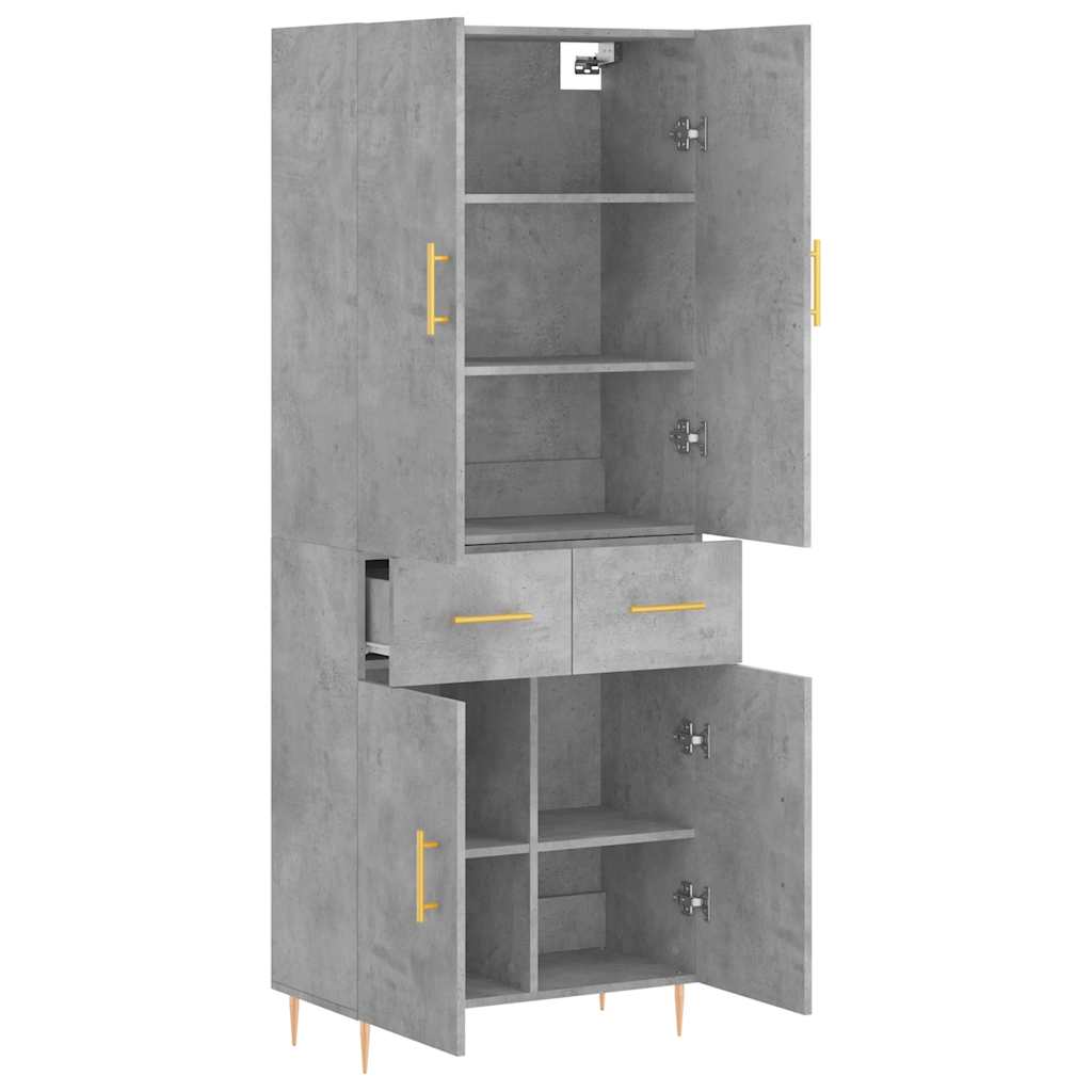 højskab 69,5x34x180 cm konstrueret træ betongrå