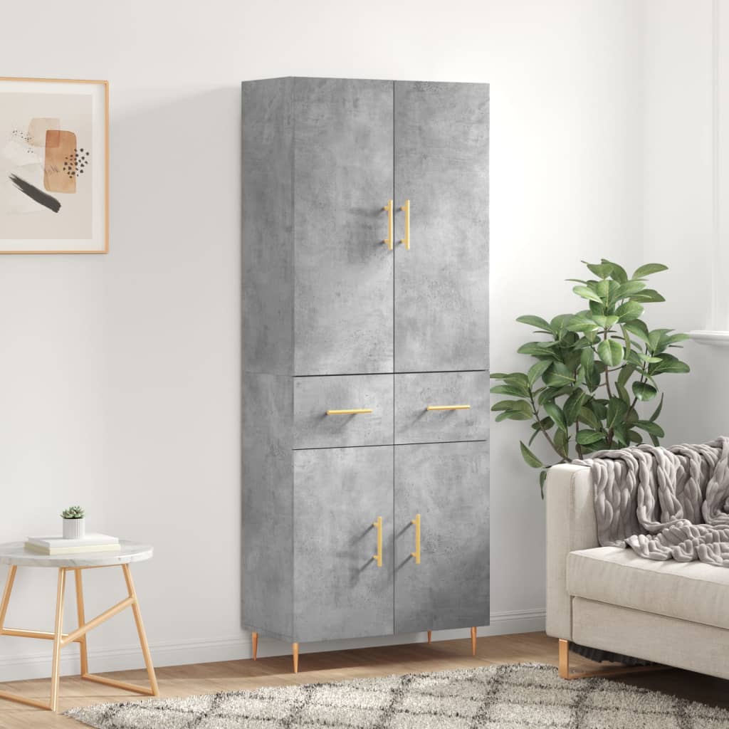 højskab 69,5x34x180 cm konstrueret træ betongrå