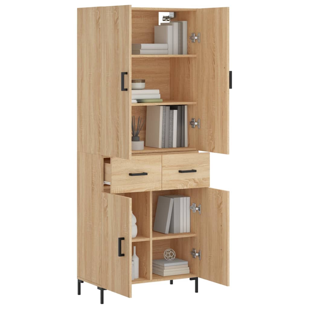 højskab 69,5x34x180 cm konstrueret træ sonoma-eg