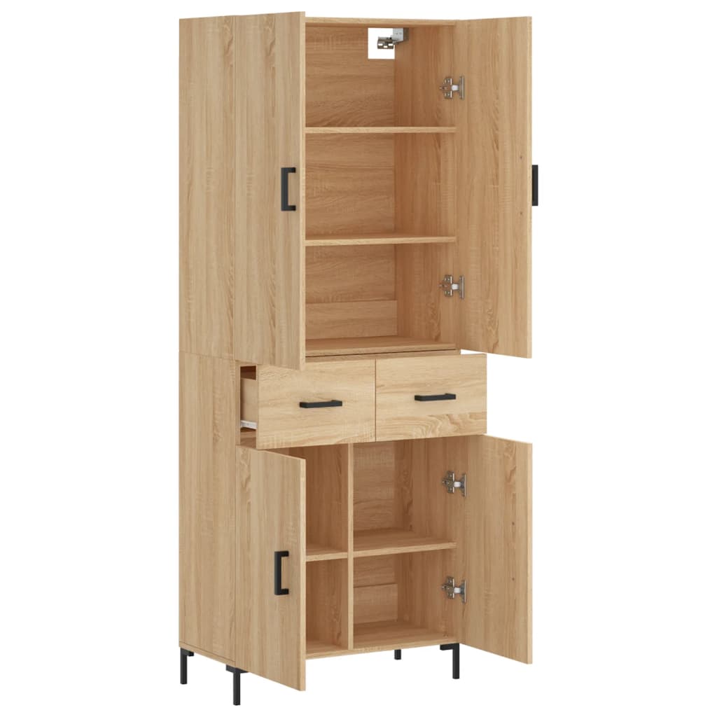 højskab 69,5x34x180 cm konstrueret træ sonoma-eg