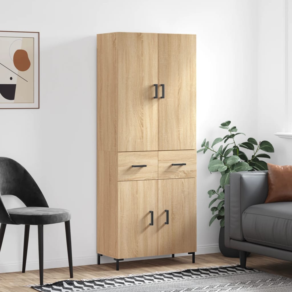 højskab 69,5x34x180 cm konstrueret træ sonoma-eg