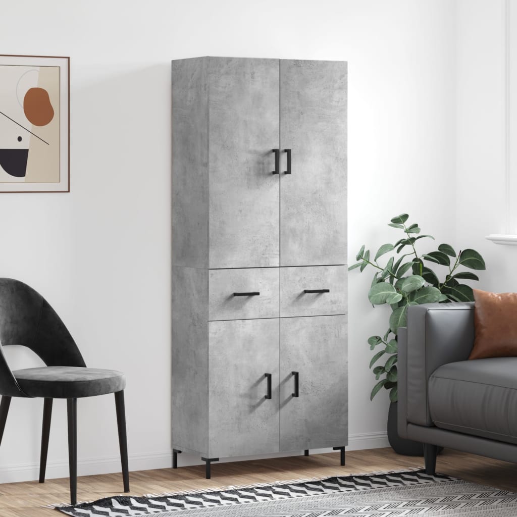 højskab 69,5x34x180 cm konstrueret træ betongrå