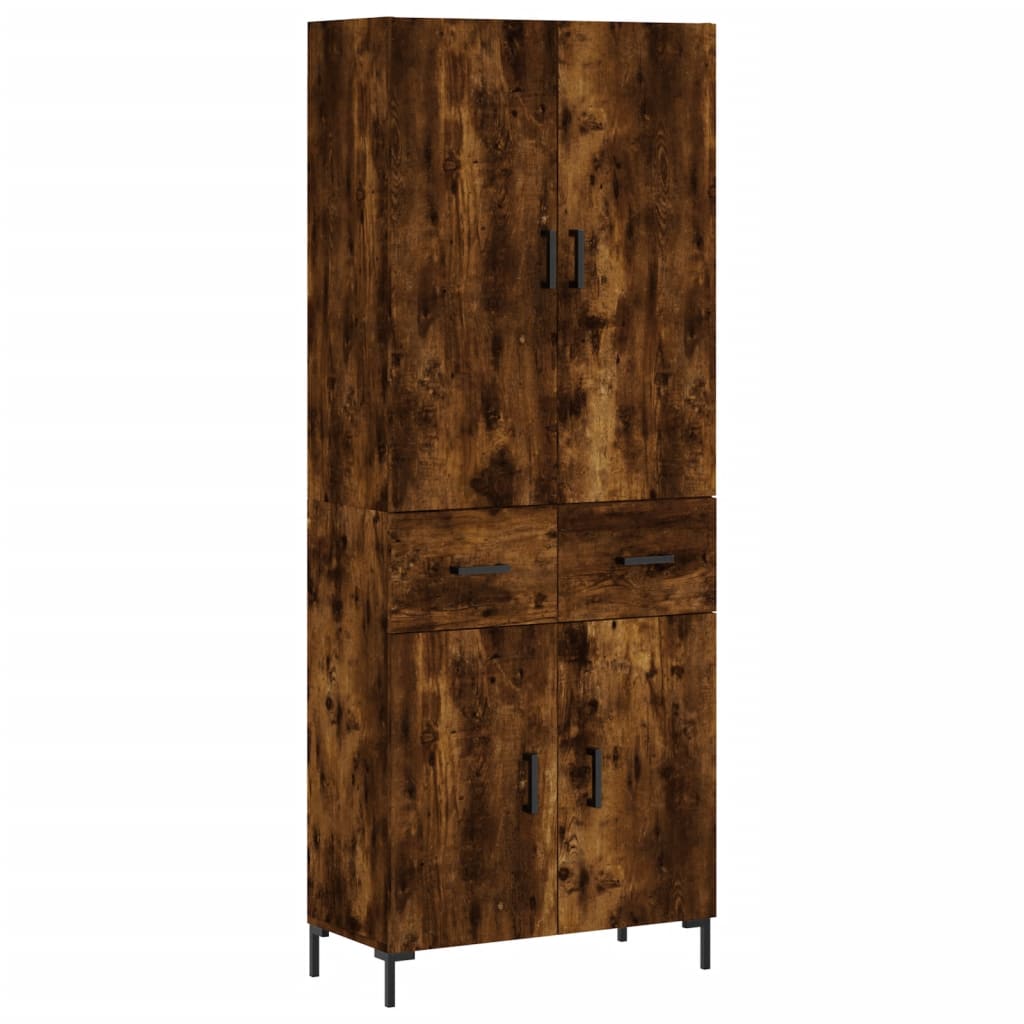 højskab 69,5x34x180 cm konstrueret træ røget egetræsfarve