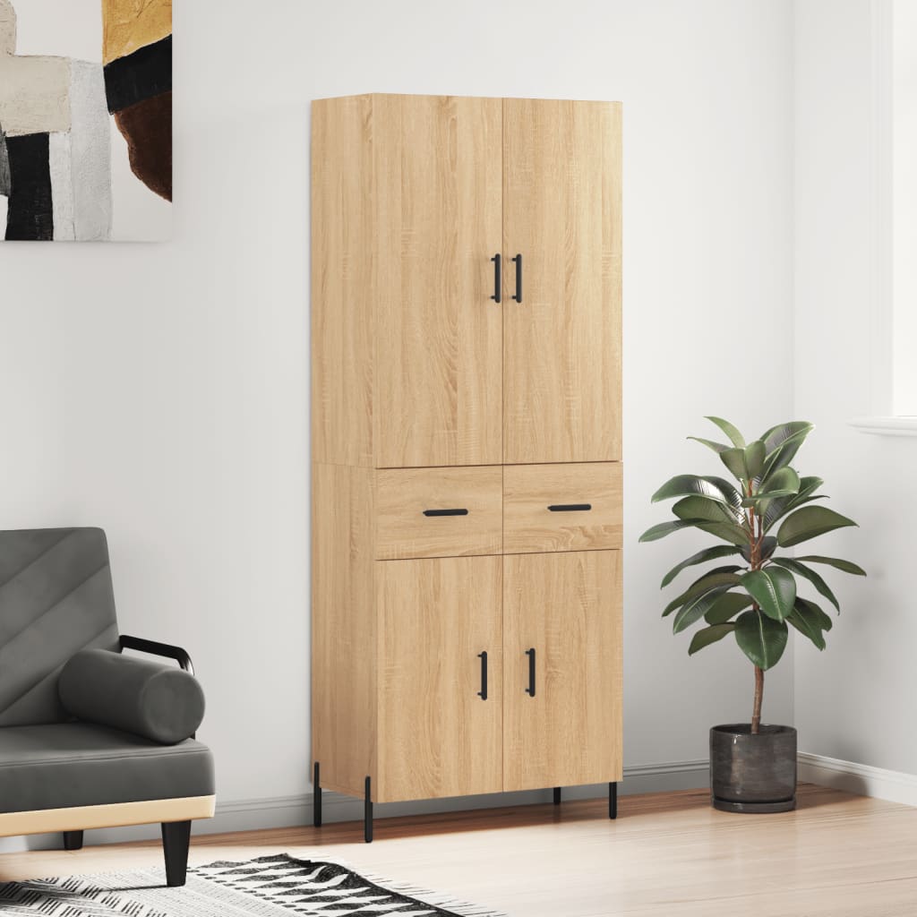 højskab 69,5x34x180 cm konstrueret træ sonoma-eg