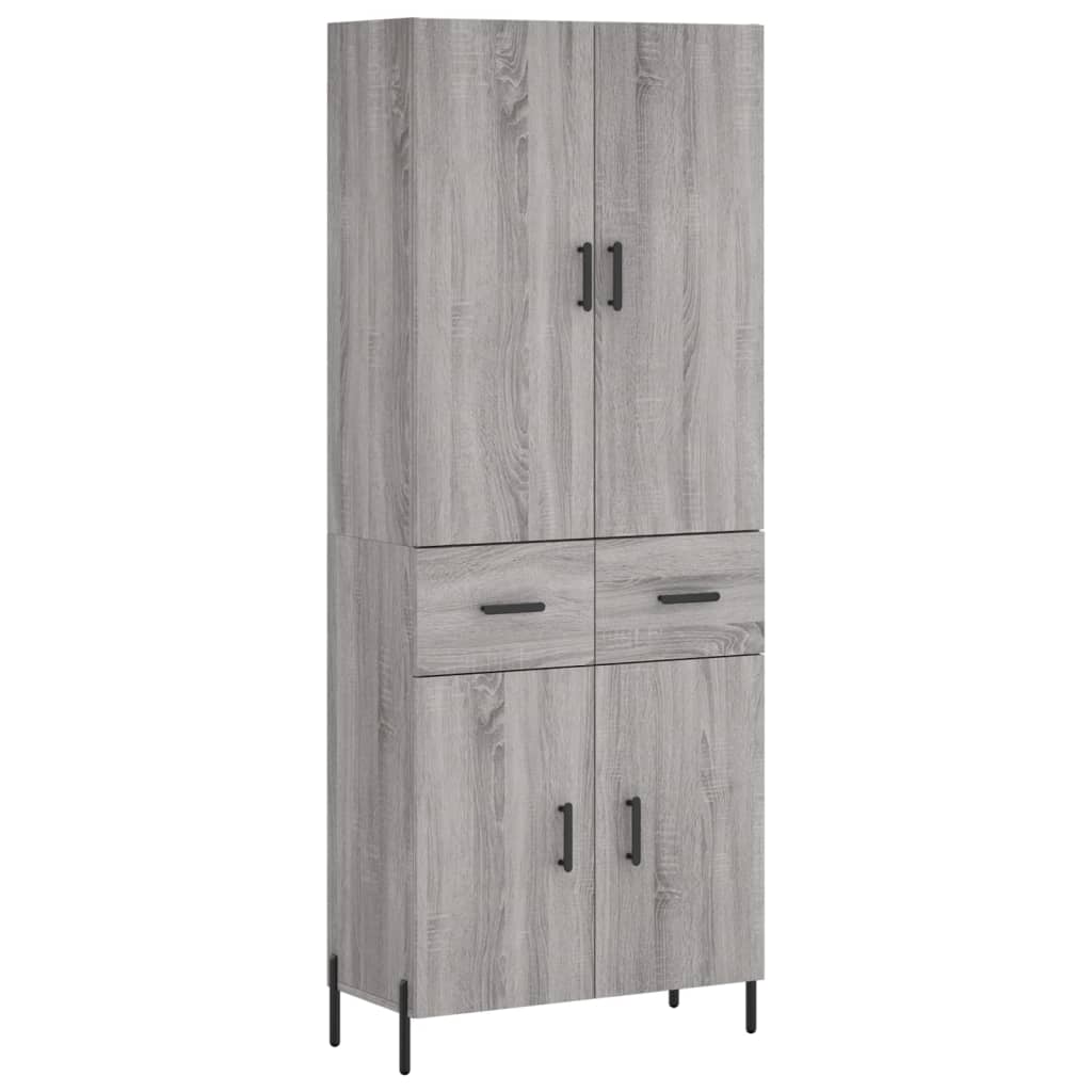 højskab 69,5x34x180 cm konstrueret træ grå sonoma-eg