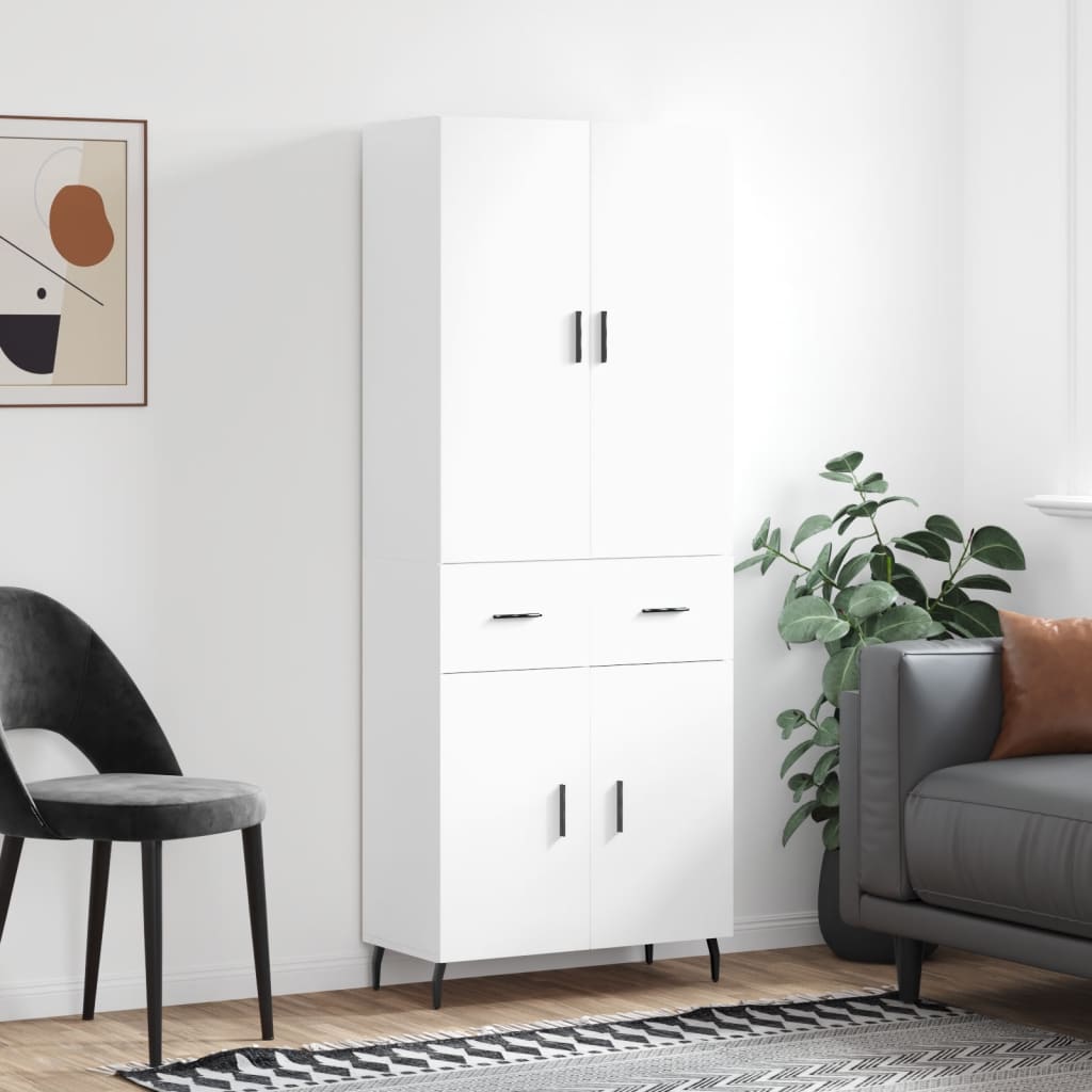 højskab 69,5x34x180 cm konstrueret træ hvid