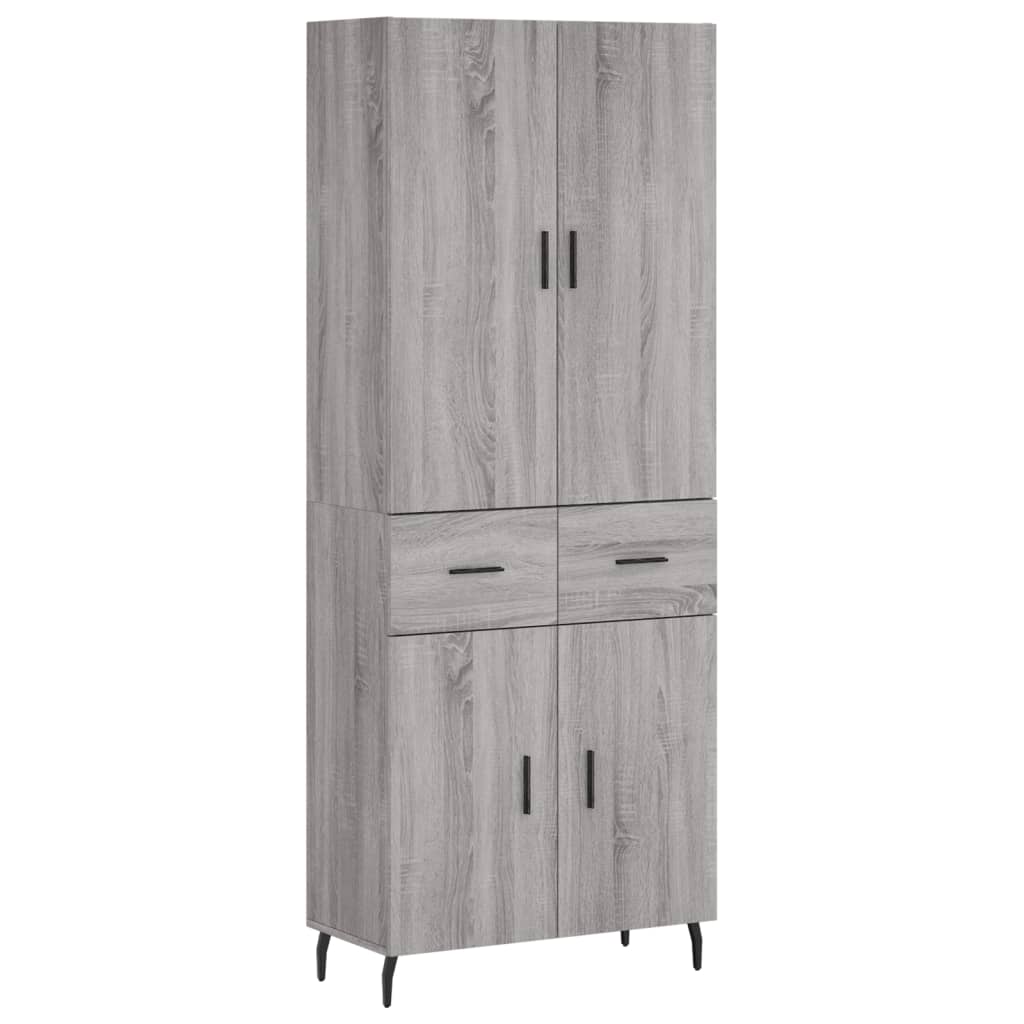 højskab 69,5x34x180 cm konstrueret træ grå sonoma-eg