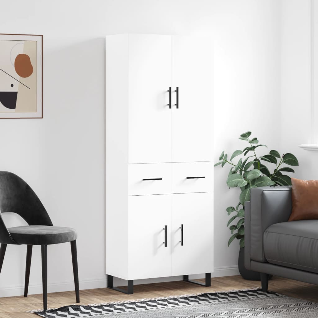 højskab 69,5x34x180 cm konstrueret træ hvid