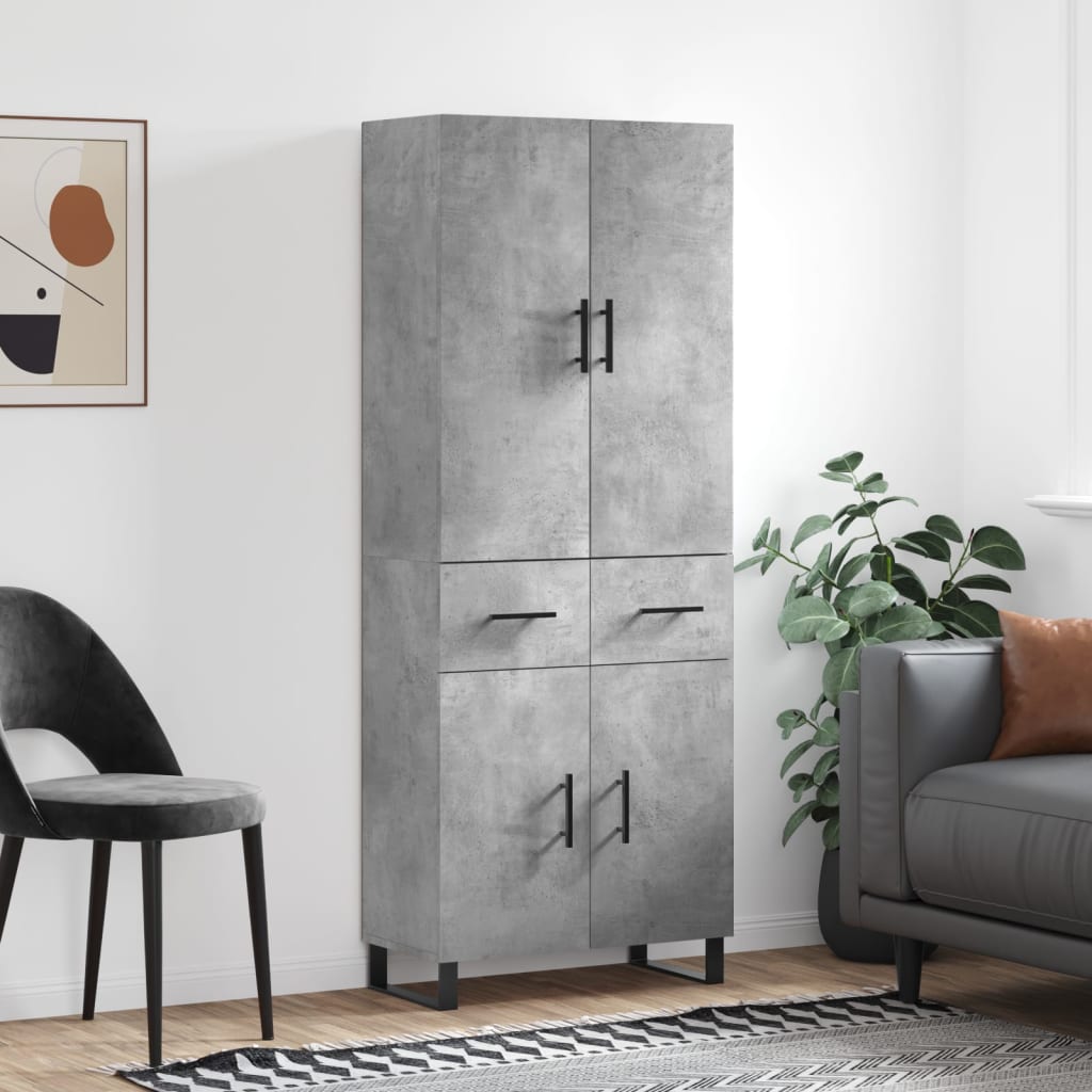 højskab 69,5x34x180 cm konstrueret træ betongrå