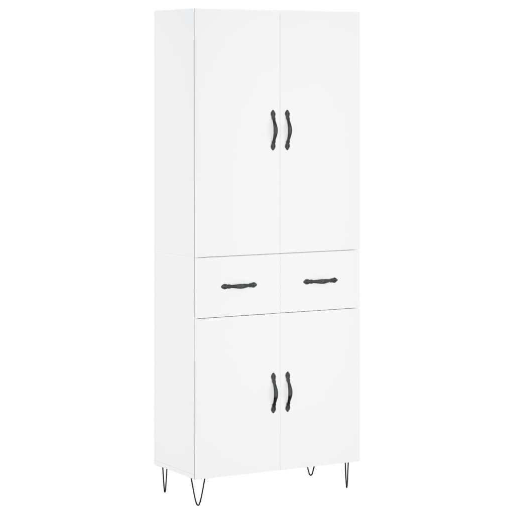 højskab 69,5x34x180 cm konstrueret træ hvid