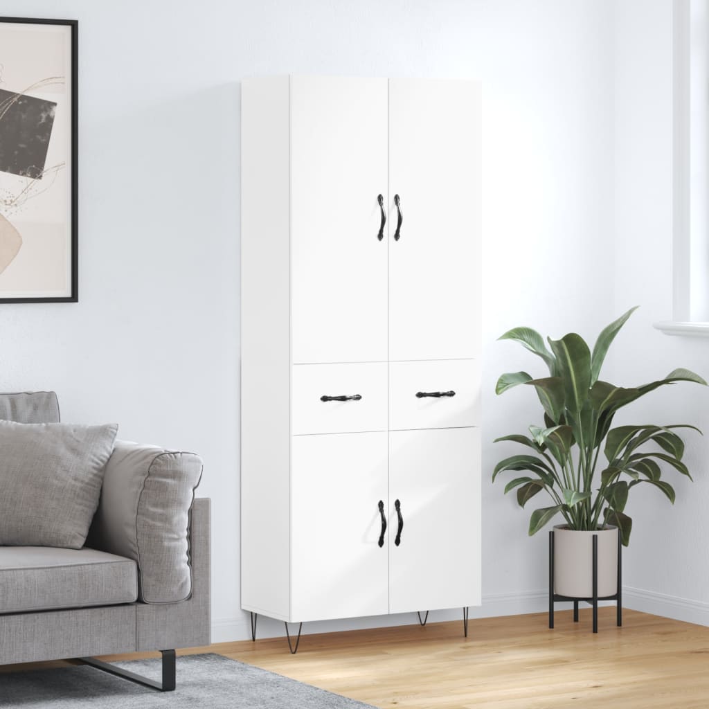 højskab 69,5x34x180 cm konstrueret træ hvid