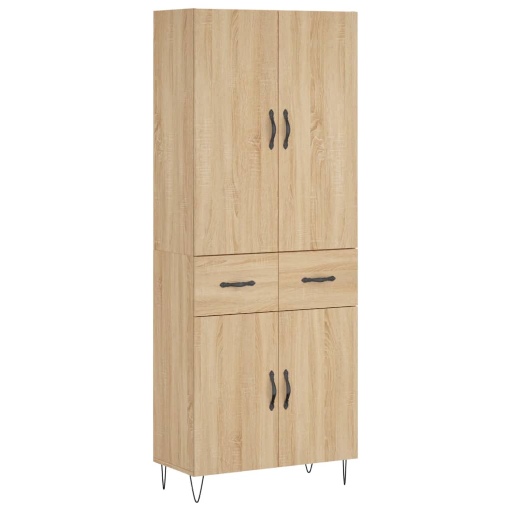 højskab 69,5x34x180 cm konstrueret træ sonoma-eg